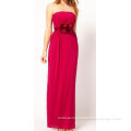 Red Ankle Maxi Dress , Strapless Relaxed Ployester Evening Dress